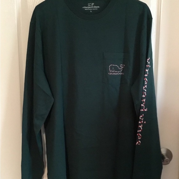Vineyard Vines Candy Cane Whale Charleston Green Long Sleeve Tee Large - Picture 2 of 2